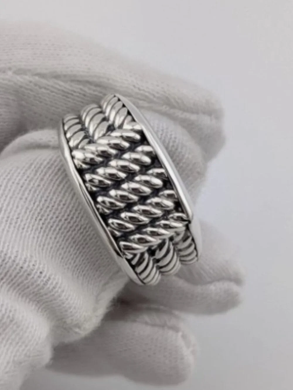 David Yurman Men's Maritime 3 Sided Narrow Rope Ring in Sterling Silver Size 10